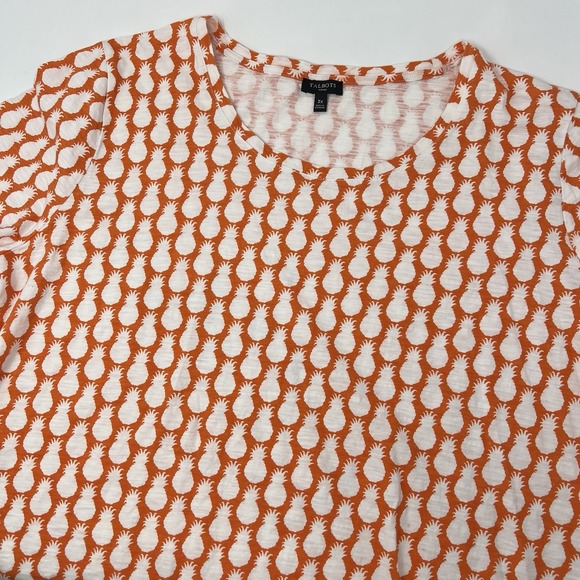 Talbots Tops - Talbots T-Shirt Women's‎ 3X Pineapple Stripes Graphic Tee Basic Top Orange Navy